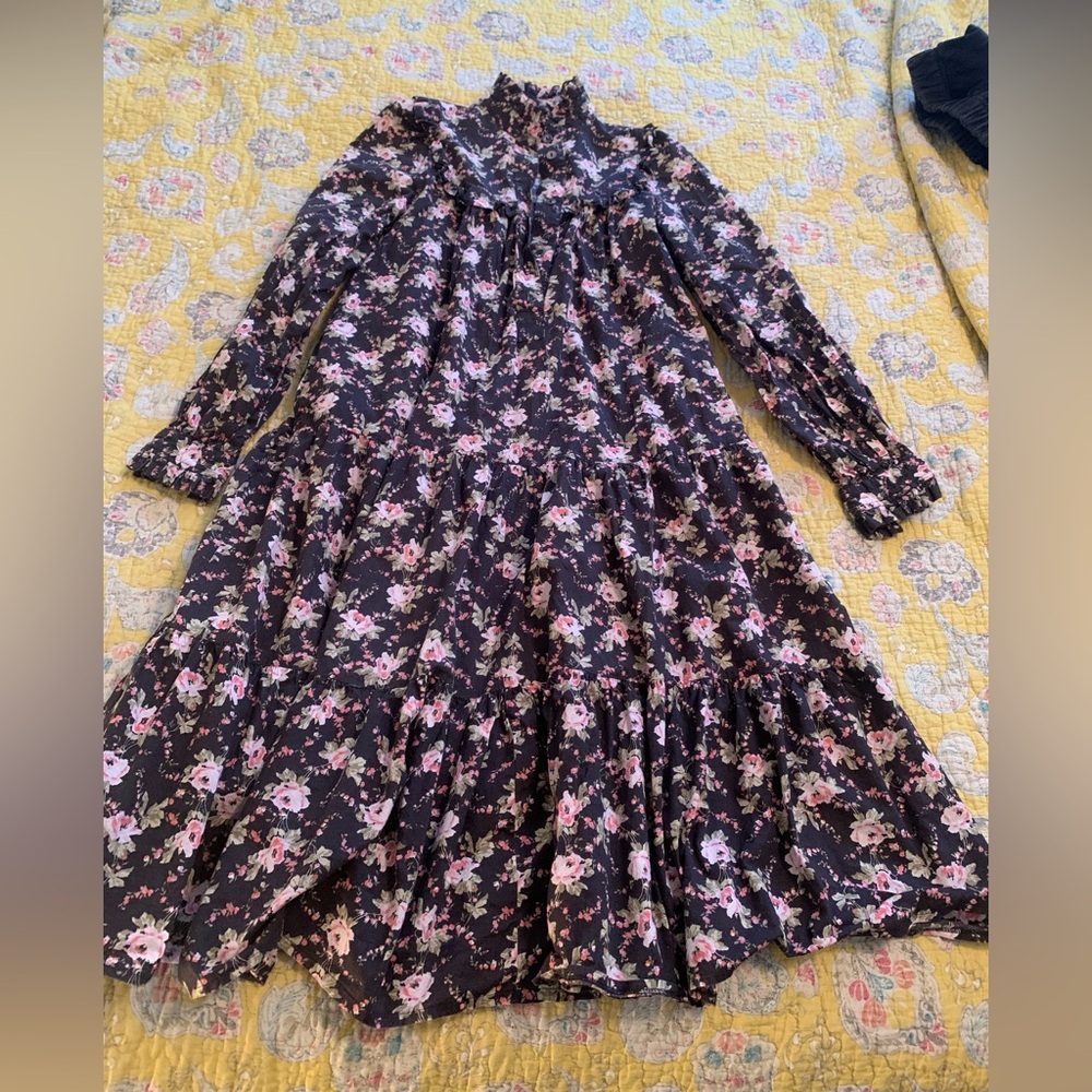 Laura Ashley 1980s Floral Cotton Smock Dress